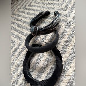 Set of Three Stylish Headbands in Black and Gray